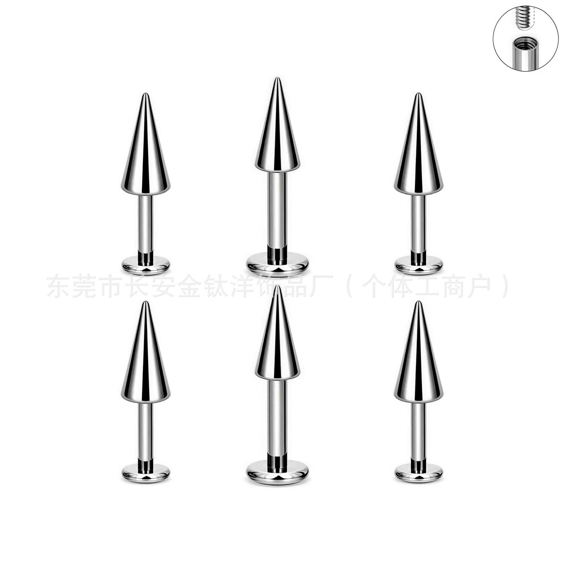 F136 Titanium Internal Thread Flat Bottom Cone Labret Stud Lip Piercing Jewelry detail image 8
