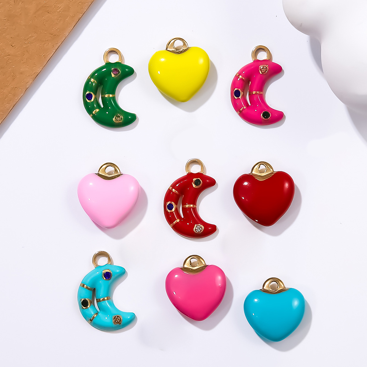 3g Weight Pendant Jewelry Making Type 1 Piece 304 Stainless Steel Moon Heart Shape Pendant