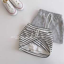 女童夏季时髦洋气半身裙女宝宝夏装条纹卫衣裙儿童休闲短裙子童装