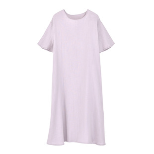 Yipin Willow Yarn Woven Half Sleeve dress Home Nightgown Outer Wearing Non-Printed Cotton Home Clothes