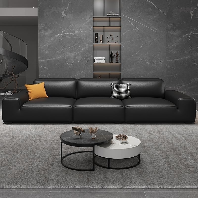 Big Black Cow Sofa, Italian minimalist modern living room, cat-scratch resistant fabric, block-shaped straight latex sofa for apartment rental