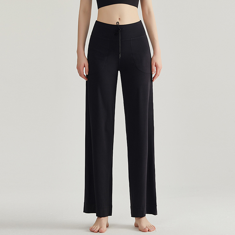LAHN moda micropantalones pantalones de mujer de nueve puntos de alta sensación casual relajado recto de cintura alta delgada pantalones deportivos de piernas anchas image 7