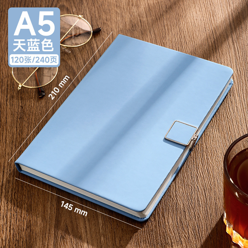 Cuaderno de portátil a5 puede imprimir logotipo DZ engrosado hebilla de escritorio de negocios grabación simple y exquisita superficie de cuero