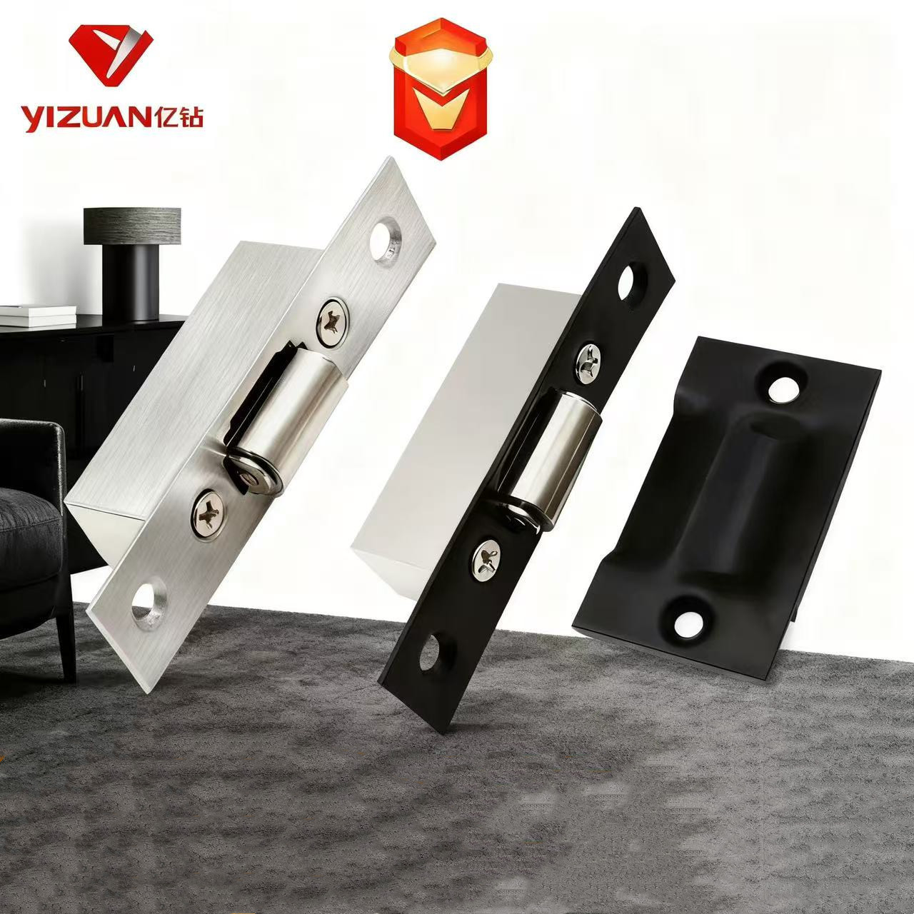 Yigu puerta lateral táctil puerta superior invisible puerta hardware accesorios puerta táctil Acero inoxidable puerta toque perlas KTV puerta parada puerta resistencia image 2