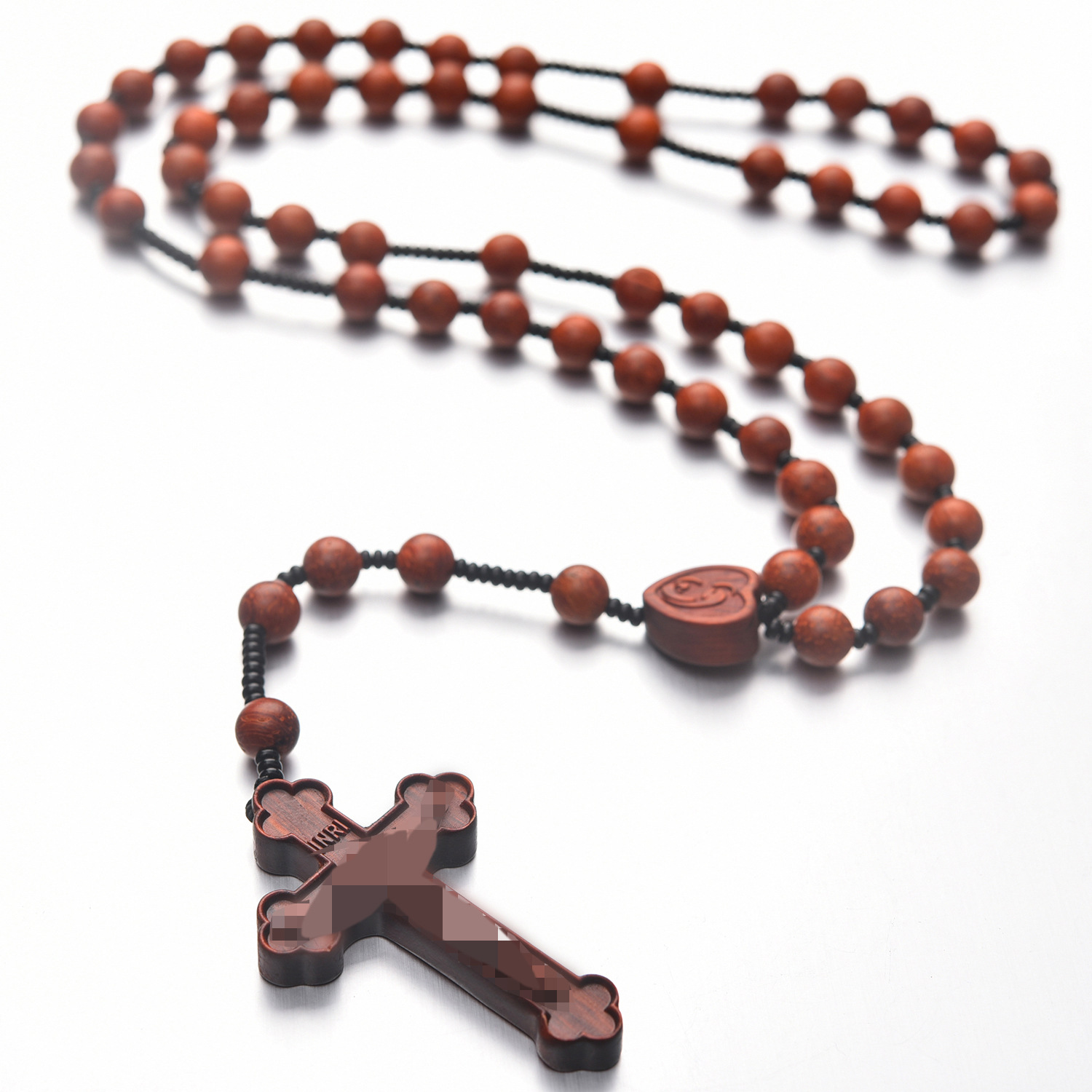Cruces talladas en madera collar de madera de sandalwood colgante de rosario colgante MYL - 012 - 01