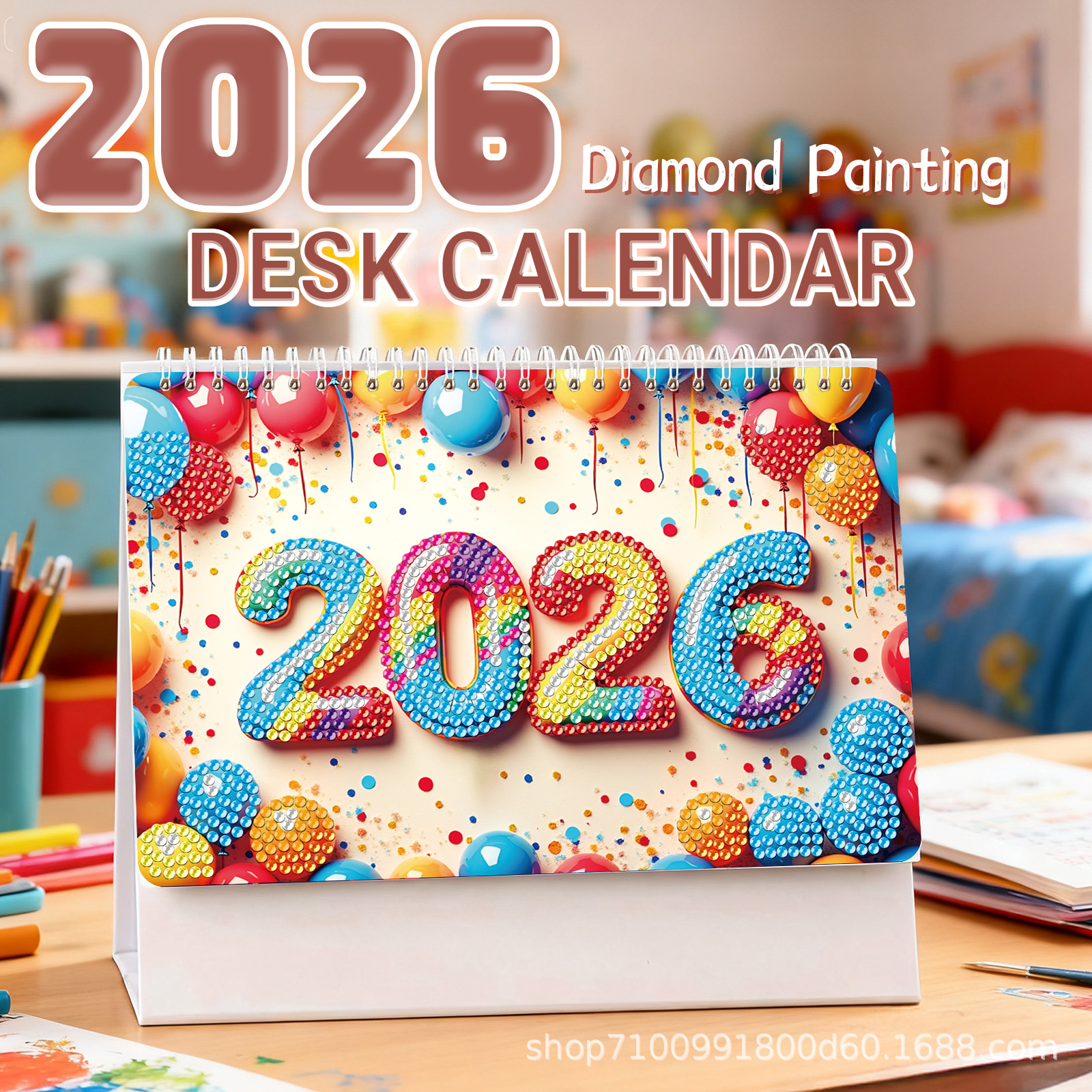 Transfronterizo para 2026 perforación caligrafía y pintura alrededor de 12 páginas kit de calendario de mesa de calendario de diamante hecho a mano venta directa de fábrica spot