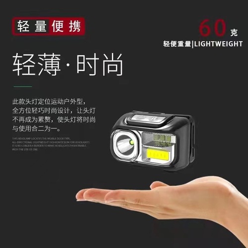 Inductive Headlamp with Ultra-long Battery Life High-intensity LED Outdoor Fishing Headlamp, Wearable Mining Lamp, Rechargeable Flashlight Wholesale