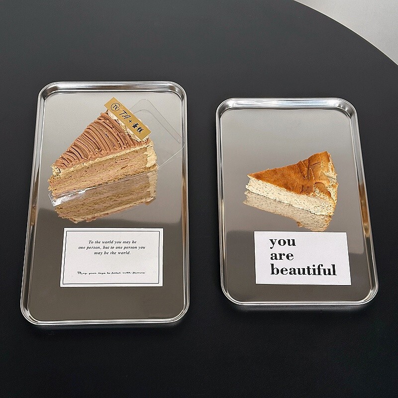 Industrial Style Korean Ins Metal Scandinavian Stainless Steel Rectangular Cafe Tray Storage Tray Snack Cake Tray
