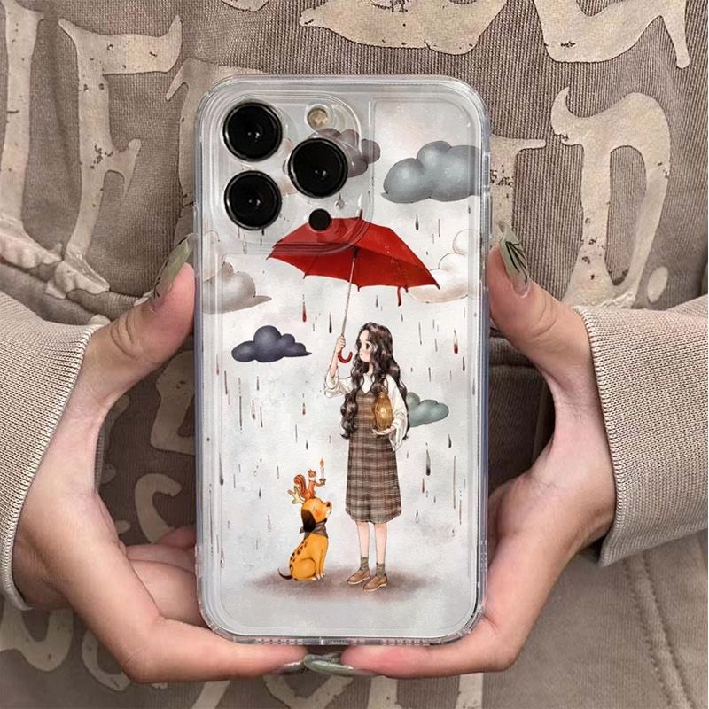 Cover protettiva per iphone con design ragazza con ombrello_voghion.com
