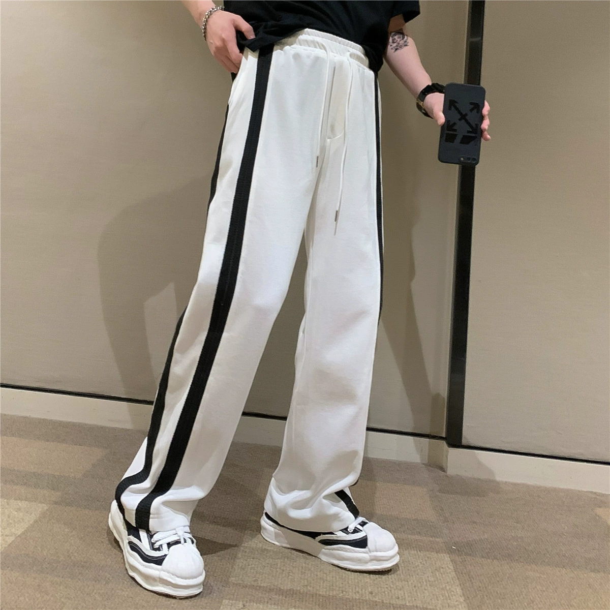 Летние тонкие casual брюки, корейский стиль, свободный прямой посадка