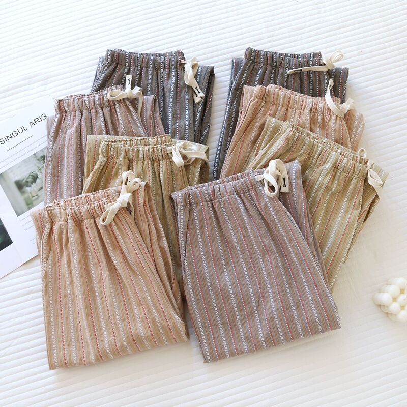 Cotton Pajama Pants Men's Trousers Loose Plus Size Thin Cotton Casual Home Spring and Summer Home Pants Air Conditioning Pants