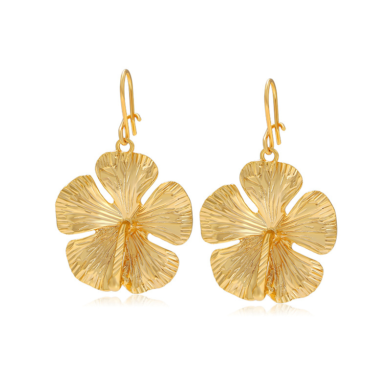 Xuping joyería aleación de cobre hibisco aretes de flor de verano nicho estilo retro aretes de boda al por mayor mujeres