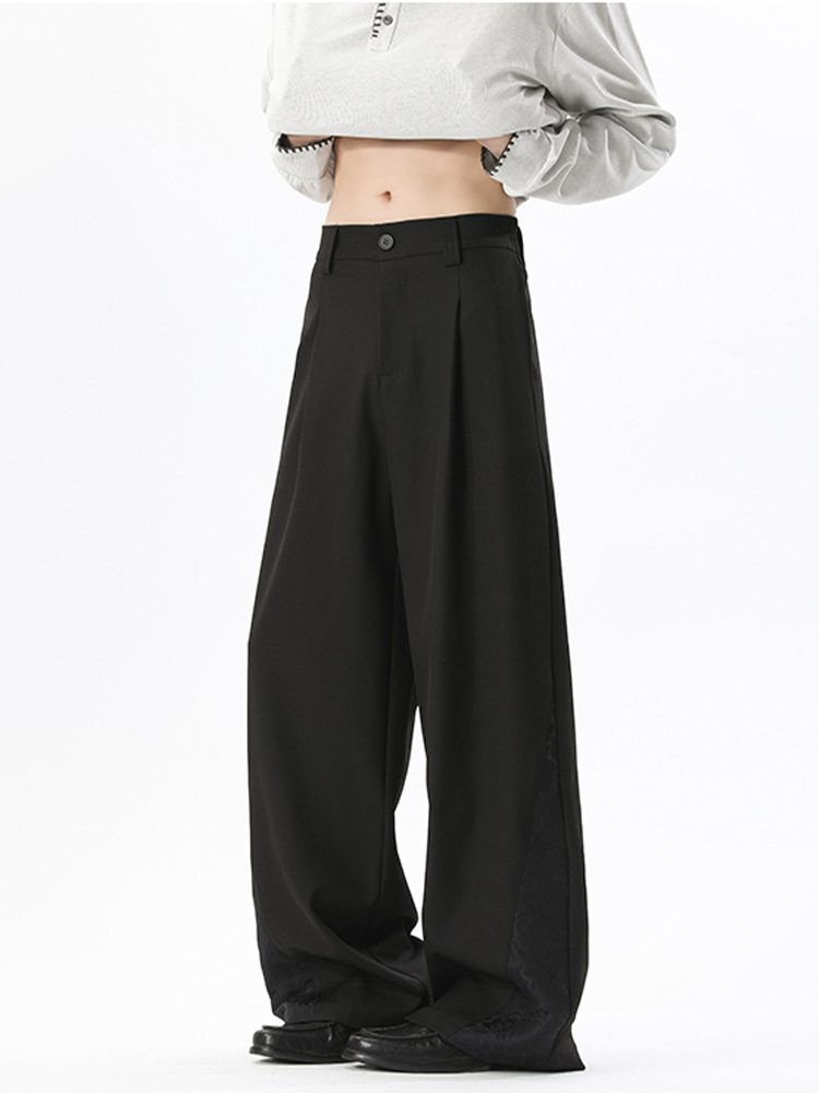 Men's Chinese-style Casual Trousers With Dark Pattern Splicing_voghion.com