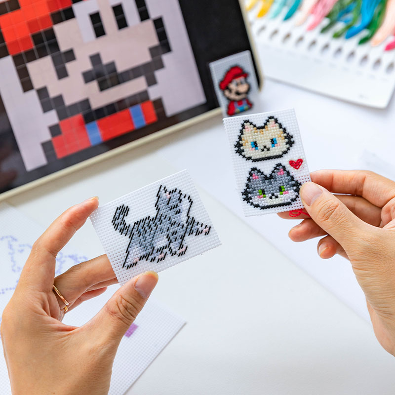 Cross Stitch Tool Set 14Ct Plastic Plate Embroidery Cloth Grids Plate Handmade Homemade Refrigerator Magnet Self-Made Keychain