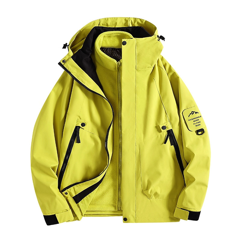 Hard-Shell Trendy Brand Three-In-One Jacket with Fleece Lining for Men and Women, Autumn and Winter Windproof and Waterproof Casual Hiking Jacket
