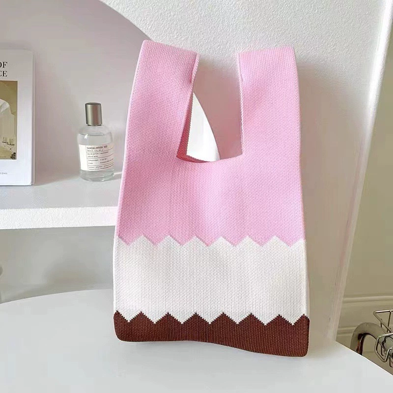 Вязаная сумочка-багажница Tote - ручная кладь для отдыха и еды, 20x36 см, 0.105 кг, многоцветная