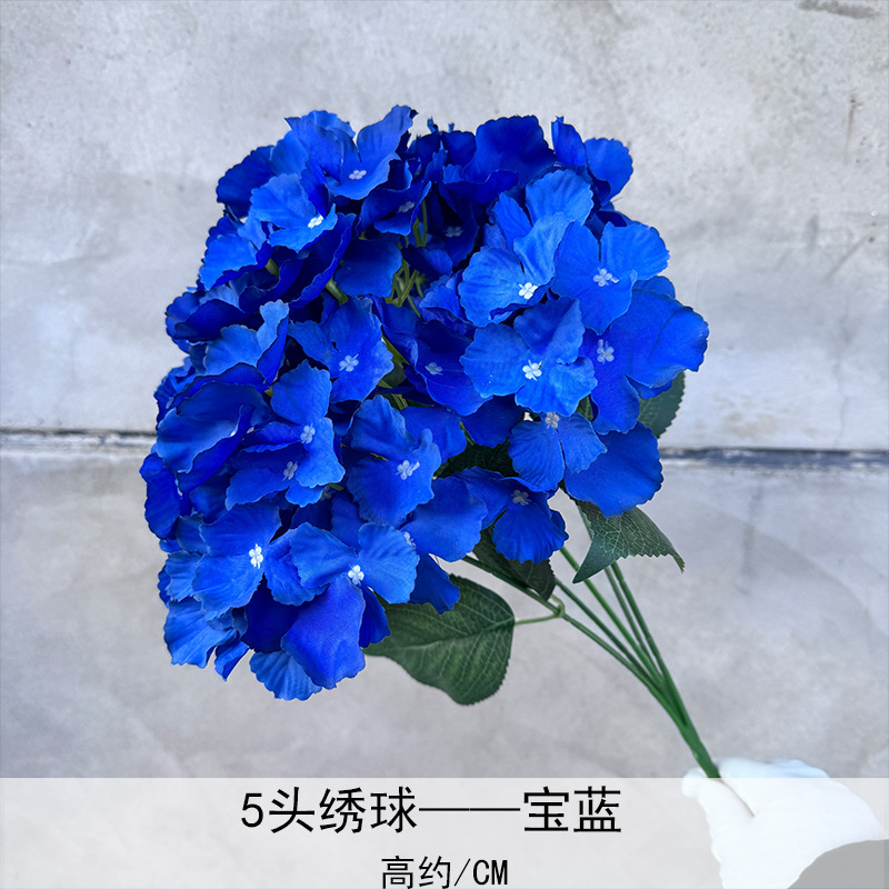 Simulación de racimo de 5 cabezas hortensias flores artificiales boda hotel decoración fondo del hogar