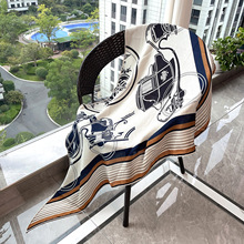 马车藏书章羊绒双面围巾印花丝毛三角巾百搭保暖披肩防晒头巾丝巾