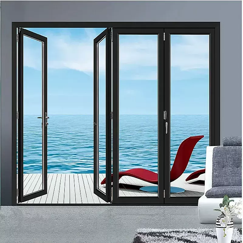 重型折叠门钛镁铝合金双层中空钢化玻璃高轨防水阳台车库洗车房门