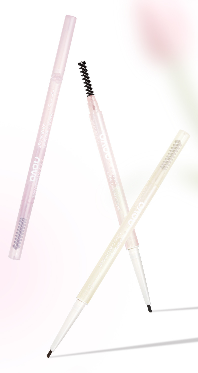 NOVO dual-head ultra-fine rotating eyebrow pencil is waterproof, sweat-proof, and less likely to smudge. For beginners, each eyebrow is distinct and creates a three-dimensional wild eyebrow undefined