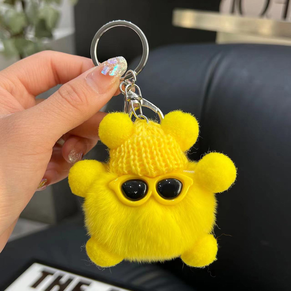 Cute Rex Rabbit Fur Keychain Coal Ball Bag Charm Backpack Pendant_voghion.com