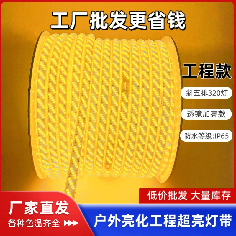 Светодиодная водонепроницаемая лента 220 В для наружного применения, трехрядная, для карнизов и наружных стен, 320 светодиодов, для проектов домашнего декоративного освещения, гибкая световая лента для использования на улице