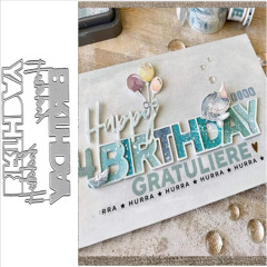 Happy Birthday letter cutting knife mold etching process DIY carbon steel mold greeting card making Scrapbook template