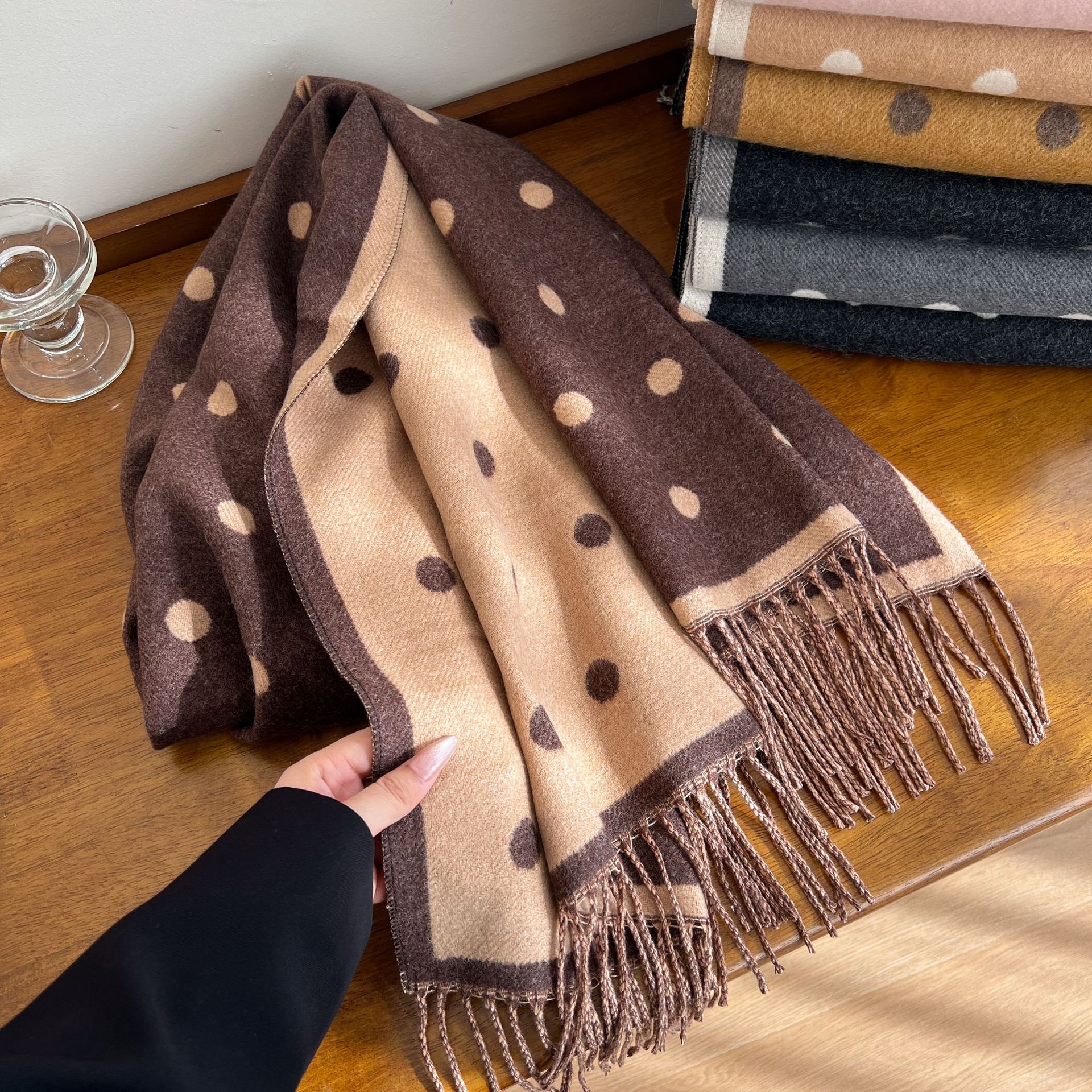 2026 Fall/Winter New Women's Double-Sided Shawl Scarf, Dual-Use Long Faux Cashmere Jacquard Warm Soft Scarf