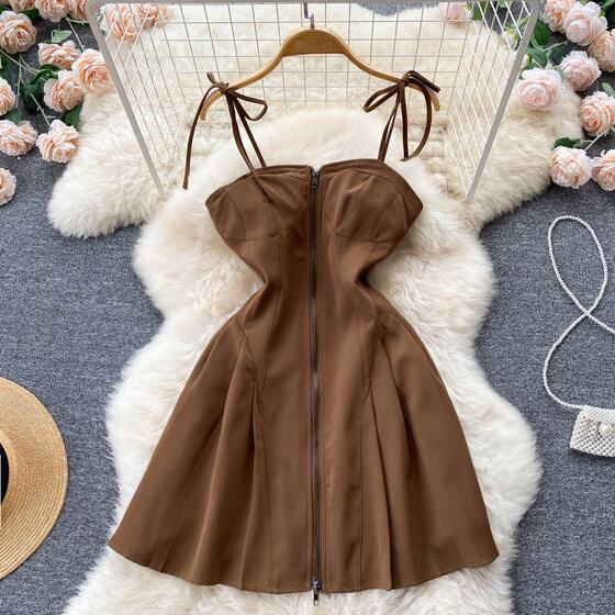 Retro French style women's Hepburn style mori age-reducing sweet high waist dress women's small waist-tight temperament A- line skirt