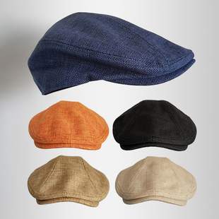 Summer peaked cap men's breathable sun hat beret European style big head vintage forward hat female painter hat