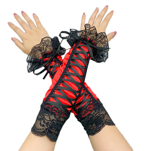 Sleeve protector female cute green wedding glove sleeves cosplay stage performance gloves lace sleeves