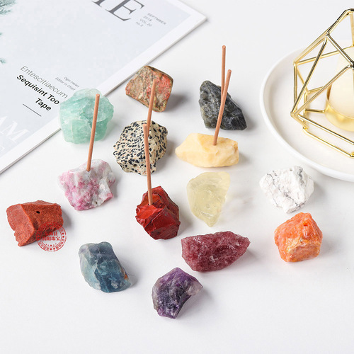 Wholesale natural crystal incense insert pink white and red crystal original stone incense tray incense holder crystal crystal block incense insert base