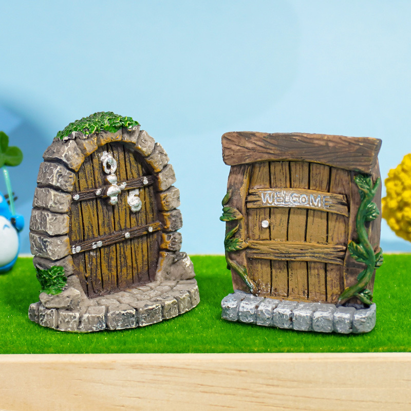 Simulación de resina chic puerta de madera pequeña resina artesanía marco de fotos accesorios puertas y ventanas puerta de arena psicológica suministros puerta