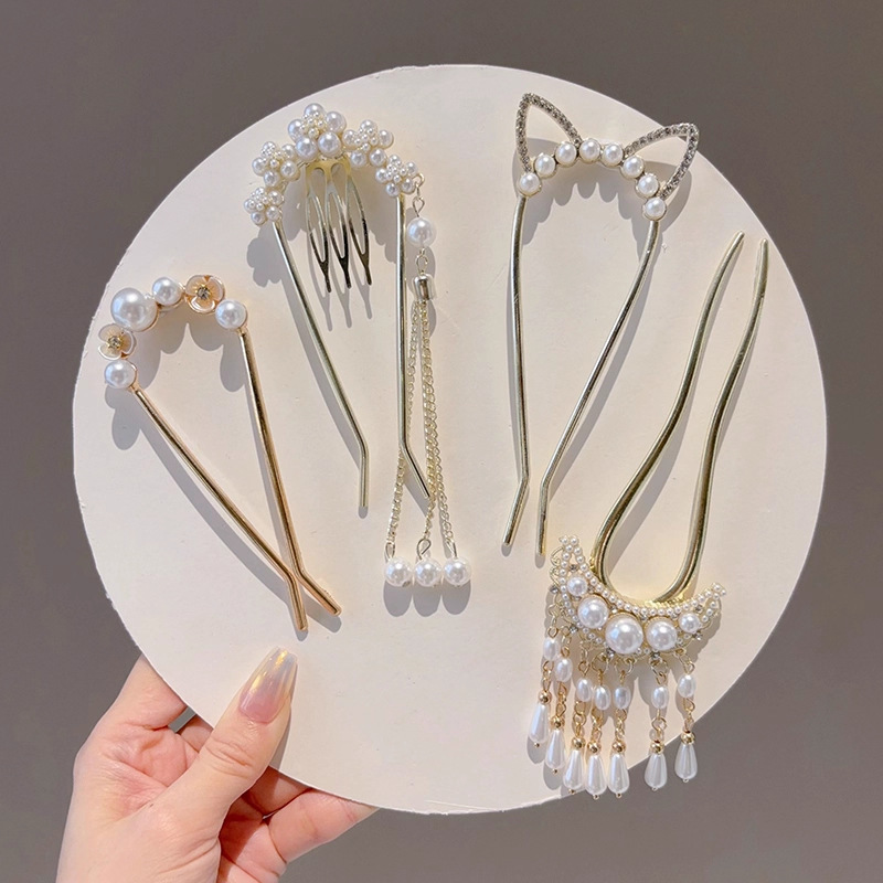 Diario de verano viajes fijos bolos de cabeza abrazadera de cabello en forma de U, abrazadera de cabello en forma de U, nuevo cabello de cabello de disco