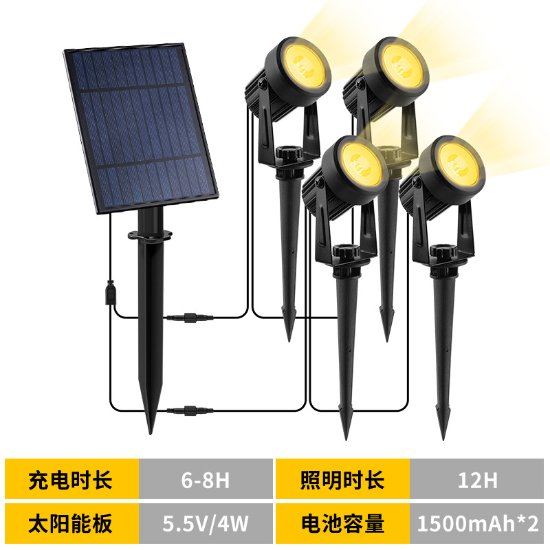 越境ソーラースポットライト屋外防水中庭芝生ライト別荘庭園LEDツリーライトrgb地面設置ライト
