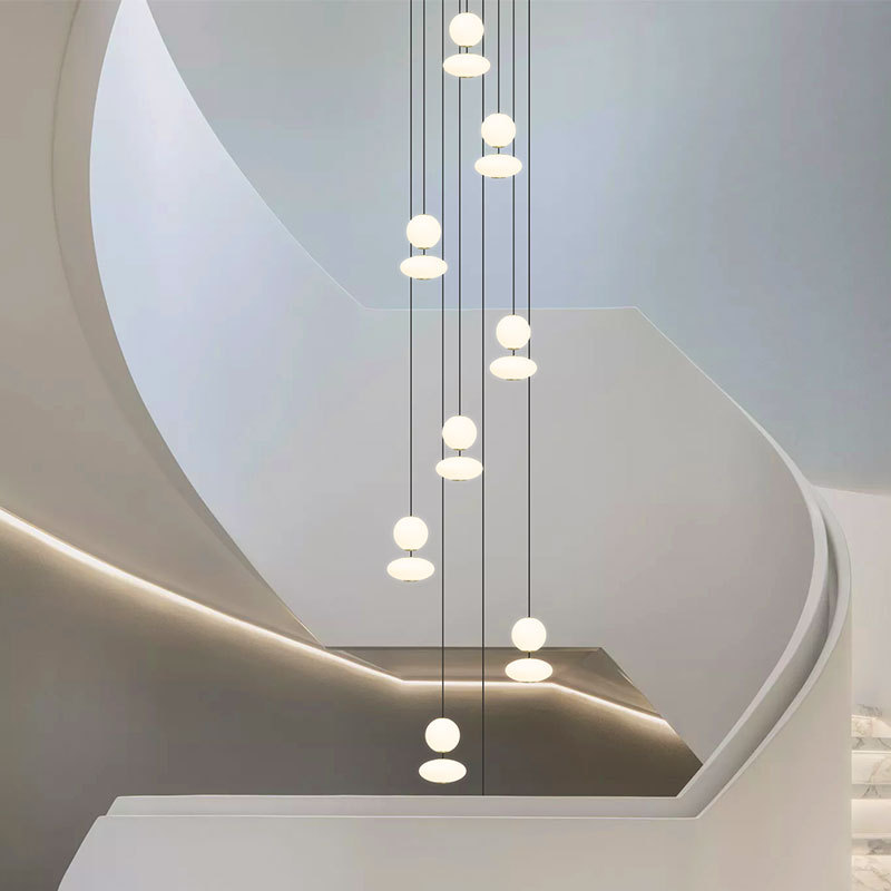 樓梯燈吊燈簡約複式樓別墅loft躍層公寓旋轉樓梯間中空客廳吊線燈