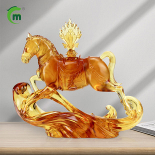 Ancient Coloured Glaze Tibetan Culture Style Malunda Mamoni Baozhu Horse to Chenggong Buddhist Temple Craft Gift Ornaments