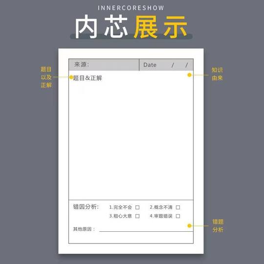 Multi-functional wrong question post-it note simple student examination question revision index memo note sticker tear off without leaving glue