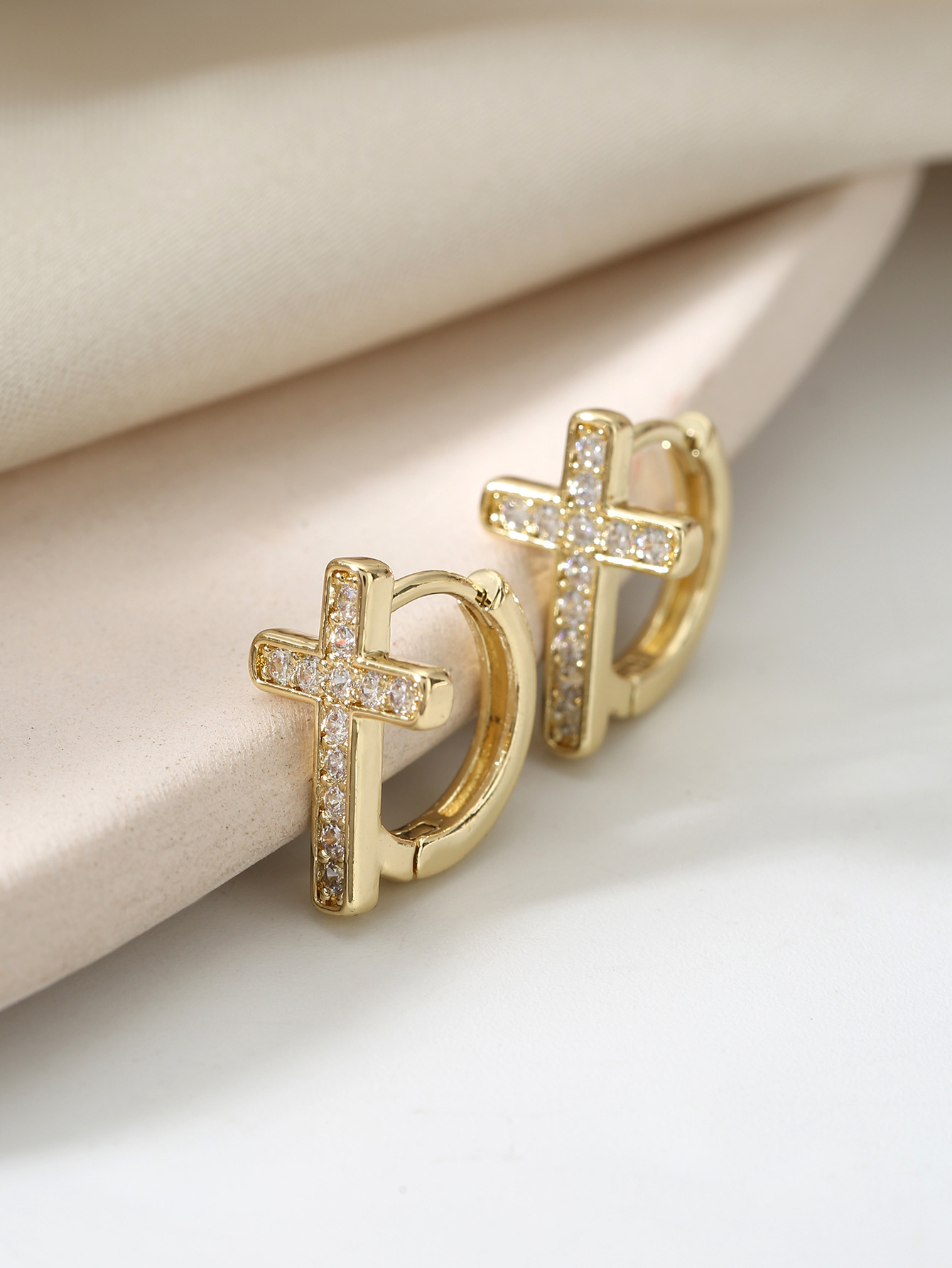 Earrings Classification 1 Pair IG Style Simple Style Cross Inlay Copper Zircon Earrings
