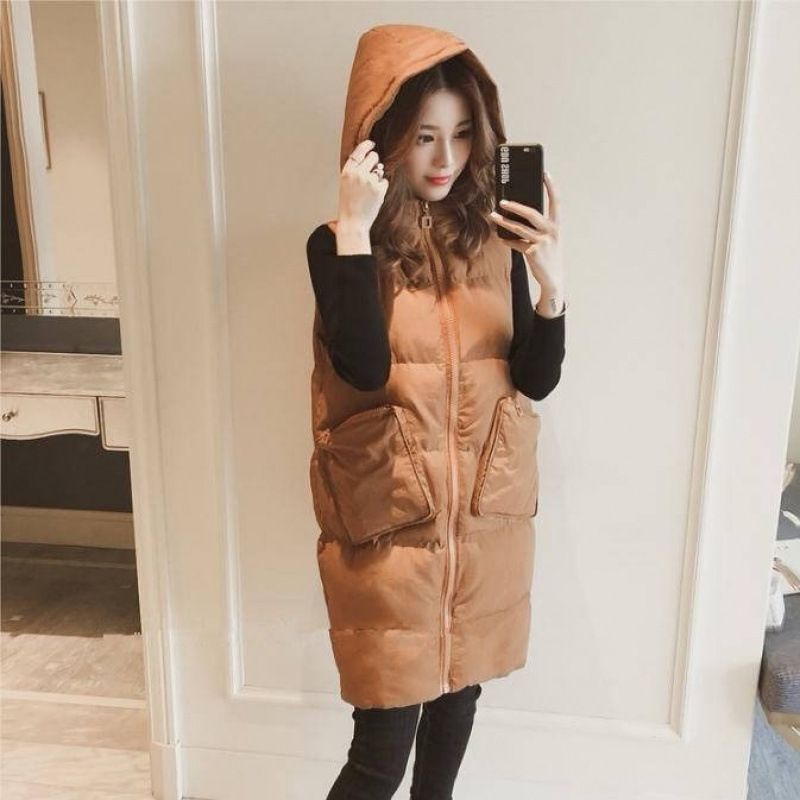 プラスサイズの綿コート、女性用の大きいサイズのベスト 100kg ファットガールの秋と冬の新しいスタイルの女性のミドル丈のダウンコットンコート|undefined