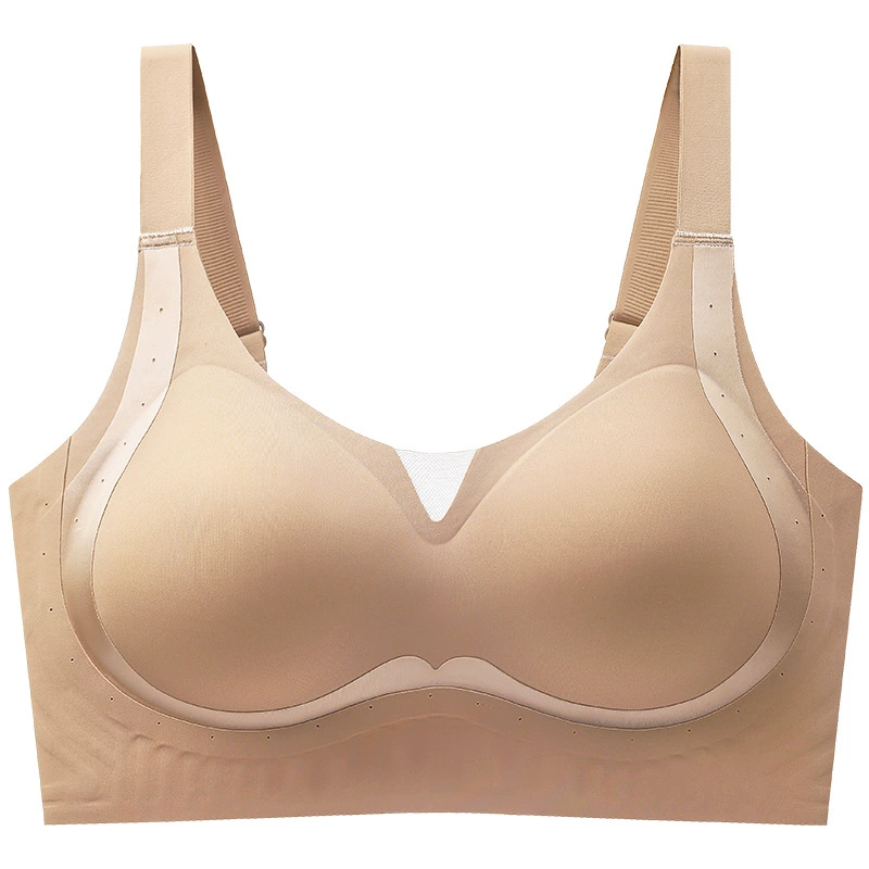 Push‑up wireless bra, plus‑size supporting top, molded cups, sizes M–5XL