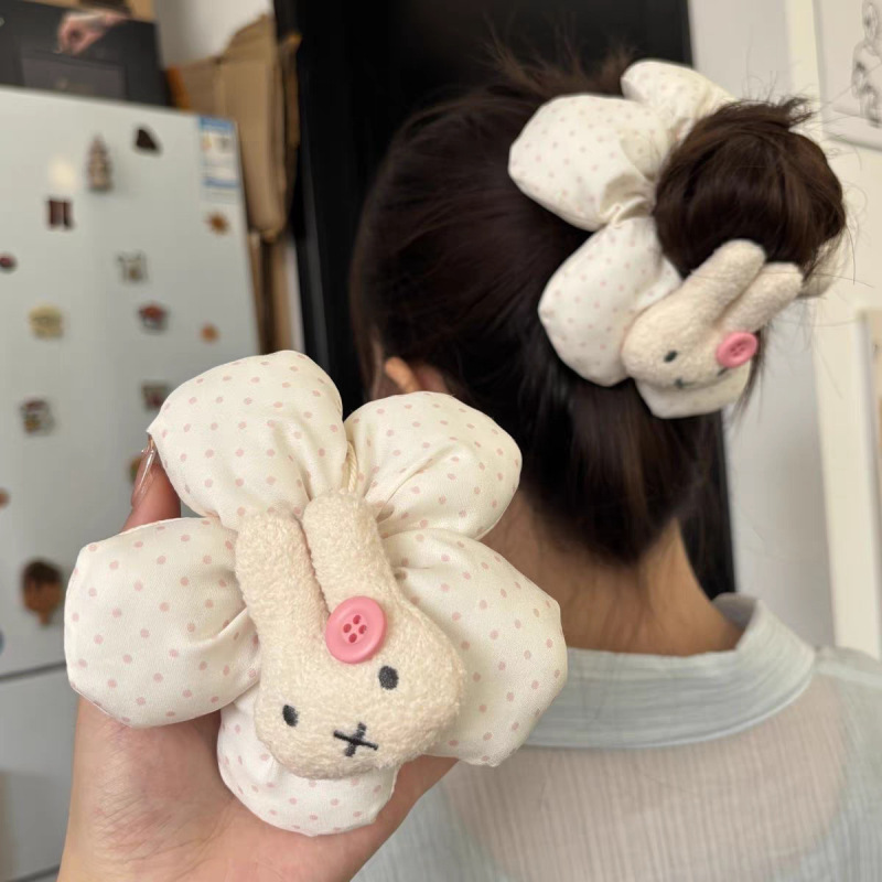 漫画ミッフィーウサギのヘアロープかわいい女の子水玉模様の花のヘアゴム甘い学生多用途大型ヘッド|undefined