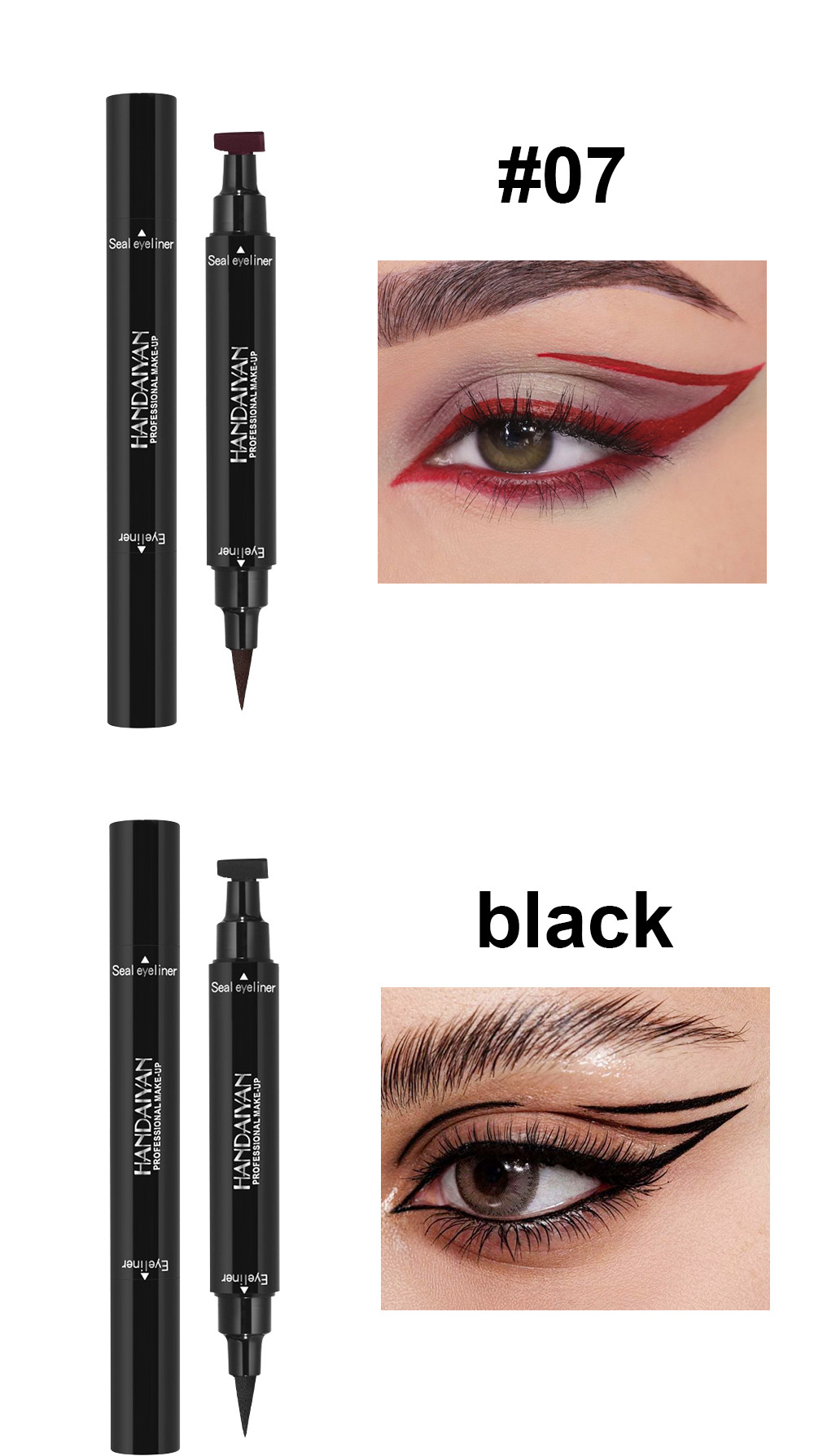 Triangular eyeliner seal color handaiyan eyeliner liquid pen, waterproof, sweat-proof, quick-drying cross-border double-head eyeliner pen undefined