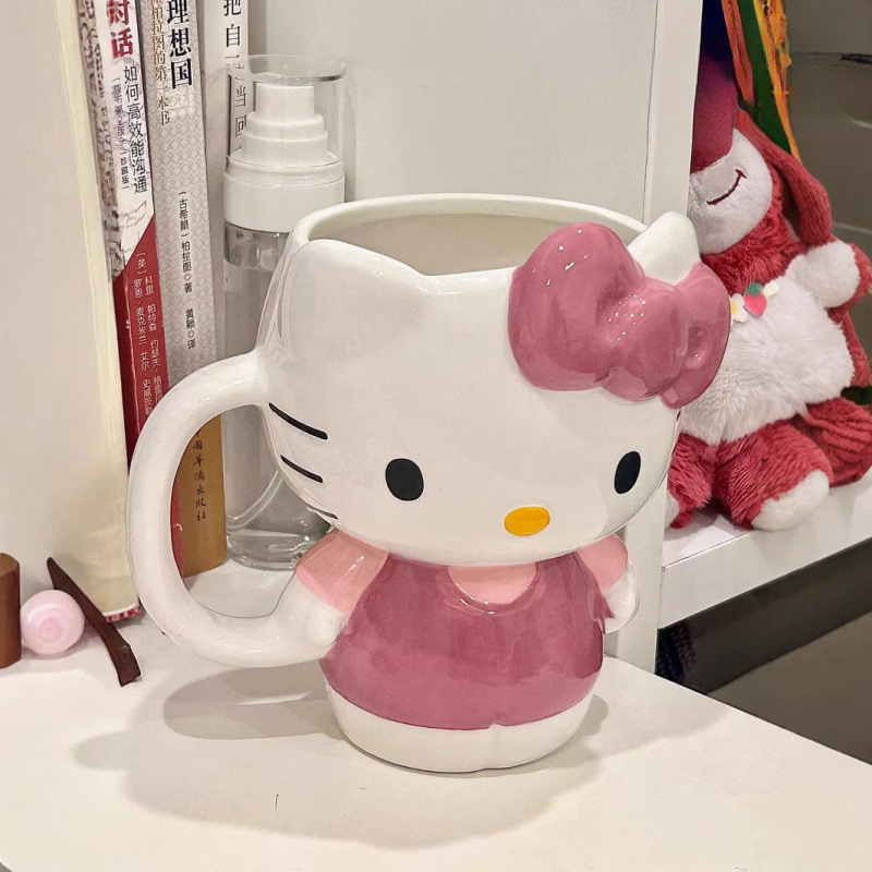 Hellokitty taza de cerámica taza Katie taza creativa taza de agua de dibujos animados linda niña práctica de gran capacidad