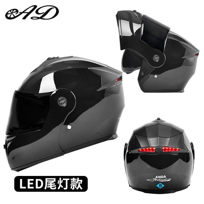 Motosiklet kaskı (dəbilqə) | Motorcycle Safety Helmet - 3c-tail-light-model-bright-black-black-tea-mirror-high-definition-mirror