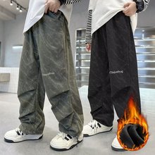 男童裤子秋冬款2024新款休闲秋装运动裤加绒灯芯绒秋冬季大童长裤