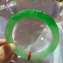 天然缅甸老坑翡翠手镯正品阳绿冰种圆条手镯翡翠辣阳绿玉镯子女款