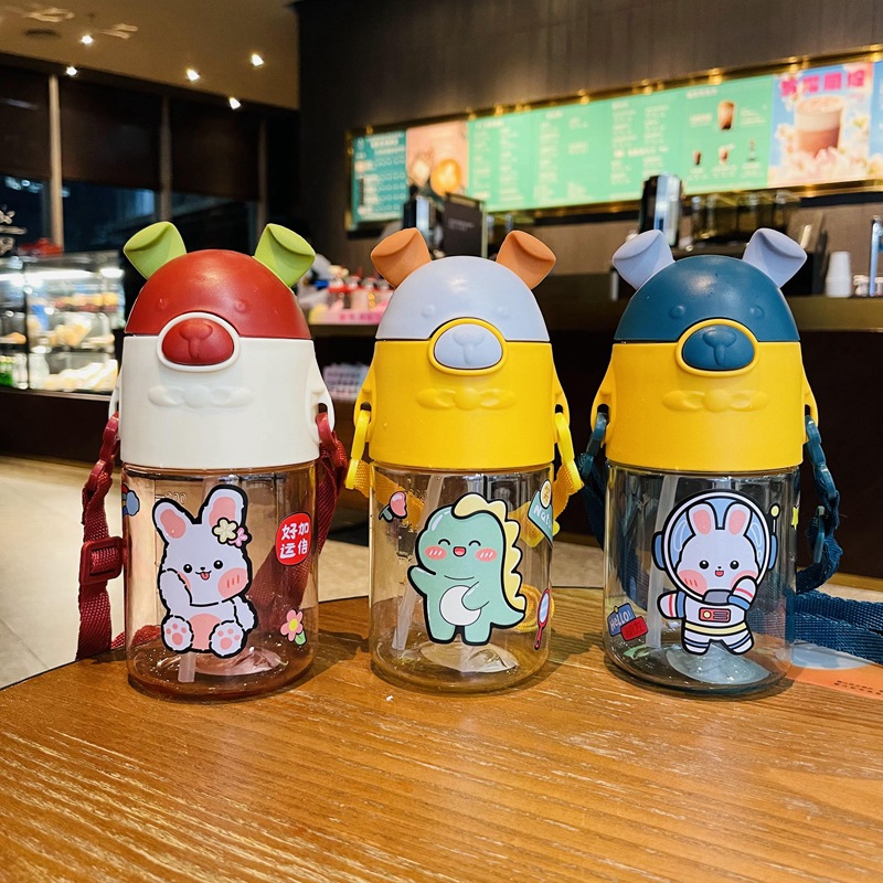 學生上學兒童水壺寶寶戶外便攜背帶飲水杯子塑料杯水杯兒童吸管杯