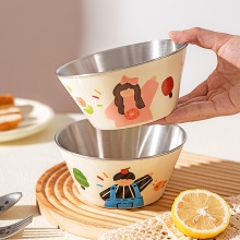 摩登主妇一家三口304不锈钢儿童碗个人专用餐具防摔宝宝辅食饭碗