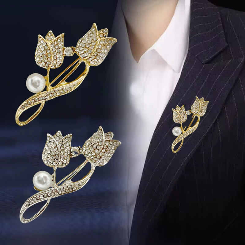 Полная бриллиантовая брошь тюльпан женская цветочная корсая осеннее зимнее пальто пиджак пиджак пиджак пиджак